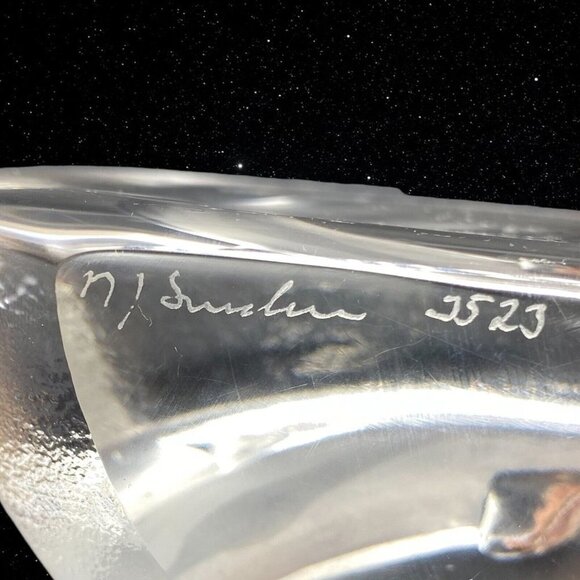 Mats Jonasson Dolphin Paperweight Full Lead Signed Sweden 4”T 4.5”W - Picture 9 of 9